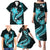 Aqua Polynesian Pattern With Tropical Flowers Family Matching Puletasi Dress and Hawaiian Shirt LT05 - Polynesian Pride