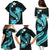 Aqua Polynesian Pattern With Tropical Flowers Family Matching Puletasi Dress and Hawaiian Shirt LT05 - Polynesian Pride