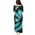 Aqua Polynesian Pattern With Tropical Flowers Family Matching Puletasi Dress and Hawaiian Shirt LT05 - Polynesian Pride