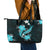 Aqua Polynesian Pattern With Tropical Flowers Leather Tote Bag LT05 - Polynesian Pride