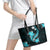 Aqua Polynesian Pattern With Tropical Flowers Leather Tote Bag LT05 - Polynesian Pride