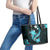 Aqua Polynesian Pattern With Tropical Flowers Leather Tote Bag LT05 - Polynesian Pride