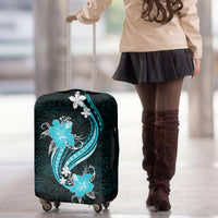 Aqua Polynesian Pattern With Tropical Flowers Luggage Cover LT05 - Polynesian Pride