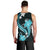 Aqua Polynesian Pattern With Tropical Flowers Men Tank Top LT05 - Polynesian Pride