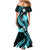 Aqua Polynesian Pattern With Tropical Flowers Mermaid Dress LT05 - Polynesian Pride