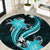 Aqua Polynesian Pattern With Tropical Flowers Round Carpet LT05 Aqua - Polynesian Pride