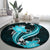 Aqua Polynesian Pattern With Tropical Flowers Round Carpet LT05 - Polynesian Pride