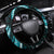 Aqua Polynesian Pattern With Tropical Flowers Steering Wheel Cover