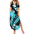 Aqua Polynesian Pattern With Tropical Flowers Summer Maxi Dress LT05 Women Aqua - Polynesian Pride