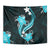 Aqua Polynesian Pattern With Tropical Flowers Tapestry LT05 - Polynesian Pride