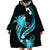 Aqua Polynesian Pattern With Tropical Flowers Wearable Blanket Hoodie LT05 - Polynesian Pride