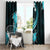 Aqua Polynesian Pattern With Tropical Flowers Window Curtain LT05 - Polynesian Pride