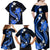 Blue Polynesian Pattern With Tropical Flowers Family Matching Off Shoulder Maxi Dress and Hawaiian Shirt LT05 - Polynesian Pride