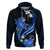 Blue Polynesian Pattern With Tropical Flowers Hoodie LT05 Pullover Hoodie Blue - Polynesian Pride