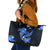 Blue Polynesian Pattern With Tropical Flowers Leather Tote Bag LT05 Blue - Polynesian Pride