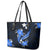 Blue Polynesian Pattern With Tropical Flowers Leather Tote Bag LT05 - Polynesian Pride