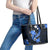 Blue Polynesian Pattern With Tropical Flowers Leather Tote Bag LT05 - Polynesian Pride