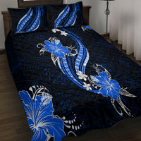 Blue Polynesian Pattern With Tropical Flowers Quilt Bed Set LT05 - Polynesian Pride
