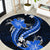 Blue Polynesian Pattern With Tropical Flowers Round Carpet LT05 Blue - Polynesian Pride