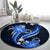 Blue Polynesian Pattern With Tropical Flowers Round Carpet LT05 - Polynesian Pride