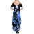 Blue Polynesian Pattern With Tropical Flowers Summer Maxi Dress LT05 - Polynesian Pride