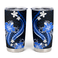 Blue Polynesian Pattern With Tropical Flowers Tumbler Cup LT05 Blue - Polynesian Pride