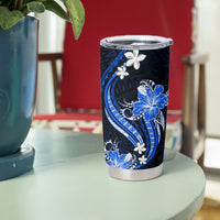 Blue Polynesian Pattern With Tropical Flowers Tumbler Cup LT05 - Polynesian Pride