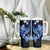 Blue Polynesian Pattern With Tropical Flowers Tumbler With Handle