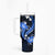 Blue Polynesian Pattern With Tropical Flowers Tumbler With Handle