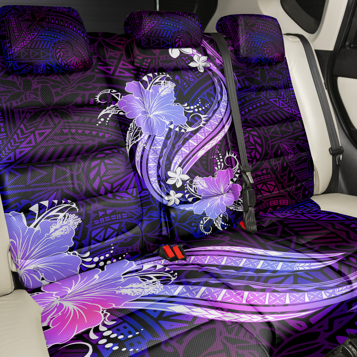 Galaxy Polynesian Pattern With Tropical Flowers Back Car Seat Cover LT05 - Polynesian Pride