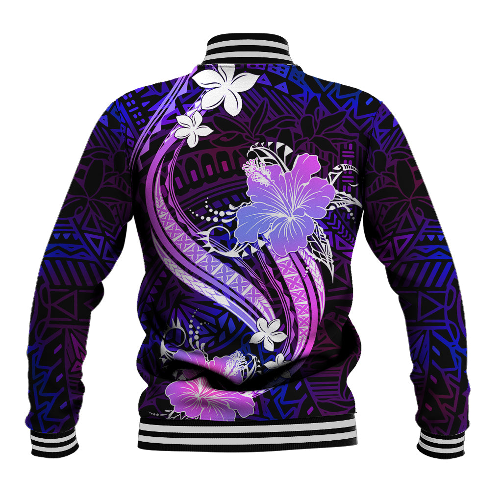 Galaxy Polynesian Pattern With Tropical Flowers Baseball Jacket LT05 - Polynesian Pride