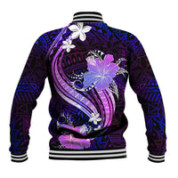 Galaxy Polynesian Pattern With Tropical Flowers Baseball Jacket LT05 - Polynesian Pride