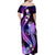 Galaxy Polynesian Pattern With Tropical Flowers Family Matching Off Shoulder Maxi Dress and Hawaiian Shirt LT05 - Polynesian Pride