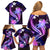 Galaxy Polynesian Pattern With Tropical Flowers Family Matching Off Shoulder Short Dress and Hawaiian Shirt LT05 - Polynesian Pride