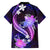 Galaxy Polynesian Pattern With Tropical Flowers Family Matching Off Shoulder Short Dress and Hawaiian Shirt LT05 - Polynesian Pride