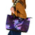 Galaxy Polynesian Pattern With Tropical Flowers Leather Tote Bag LT05 Galaxy - Polynesian Pride