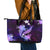 Galaxy Polynesian Pattern With Tropical Flowers Leather Tote Bag LT05 - Polynesian Pride