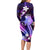 Galaxy Polynesian Pattern With Tropical Flowers Long Sleeve Bodycon Dress LT05 - Polynesian Pride