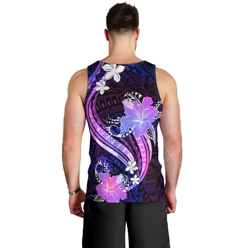 Galaxy Polynesian Pattern With Tropical Flowers Men Tank Top LT05 - Polynesian Pride