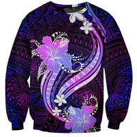 Galaxy Polynesian Pattern With Tropical Flowers Sweatshirt LT05 Unisex Galaxy - Polynesian Pride