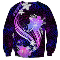Galaxy Polynesian Pattern With Tropical Flowers Sweatshirt LT05 - Polynesian Pride