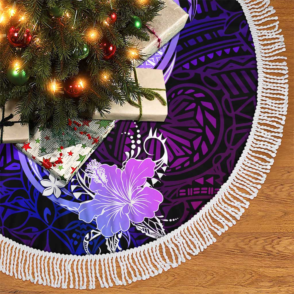 Galaxy Polynesian Pattern With Tropical Flowers Tree Skirt LT05 - Polynesian Pride