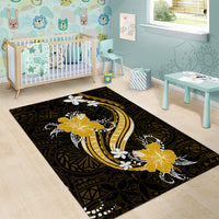 Gold Polynesian Pattern With Tropical Flowers Area Rug LT05 - Polynesian Pride