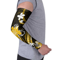 Gold Polynesian Pattern With Tropical Flowers Arm Sleeves LT05 - Polynesian Pride