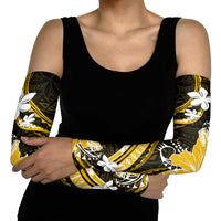 Gold Polynesian Pattern With Tropical Flowers Arm Sleeves LT05 - Polynesian Pride