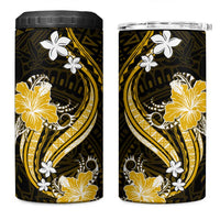 Gold Polynesian Pattern With Tropical Flowers 4 in 1 Can Cooler Tumbler LT05 One Size: 16 oz Gold - Polynesian Pride