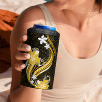 Gold Polynesian Pattern With Tropical Flowers 4 in 1 Can Cooler Tumbler LT05 - Polynesian Pride