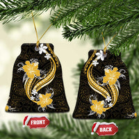 Gold Polynesian Pattern With Tropical Flowers Ceramic Ornament LT05 Bell Flake Gold - Polynesian Pride