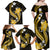 Gold Polynesian Pattern With Tropical Flowers Family Matching Off Shoulder Maxi Dress and Hawaiian Shirt LT05 - Polynesian Pride