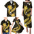 Gold Polynesian Pattern With Tropical Flowers Family Matching Puletasi Dress and Hawaiian Shirt LT05 - Polynesian Pride